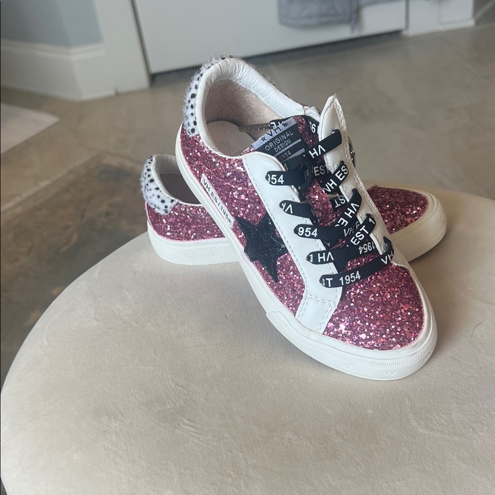 Vintage Havana Glittery Pink Kids Sneakers